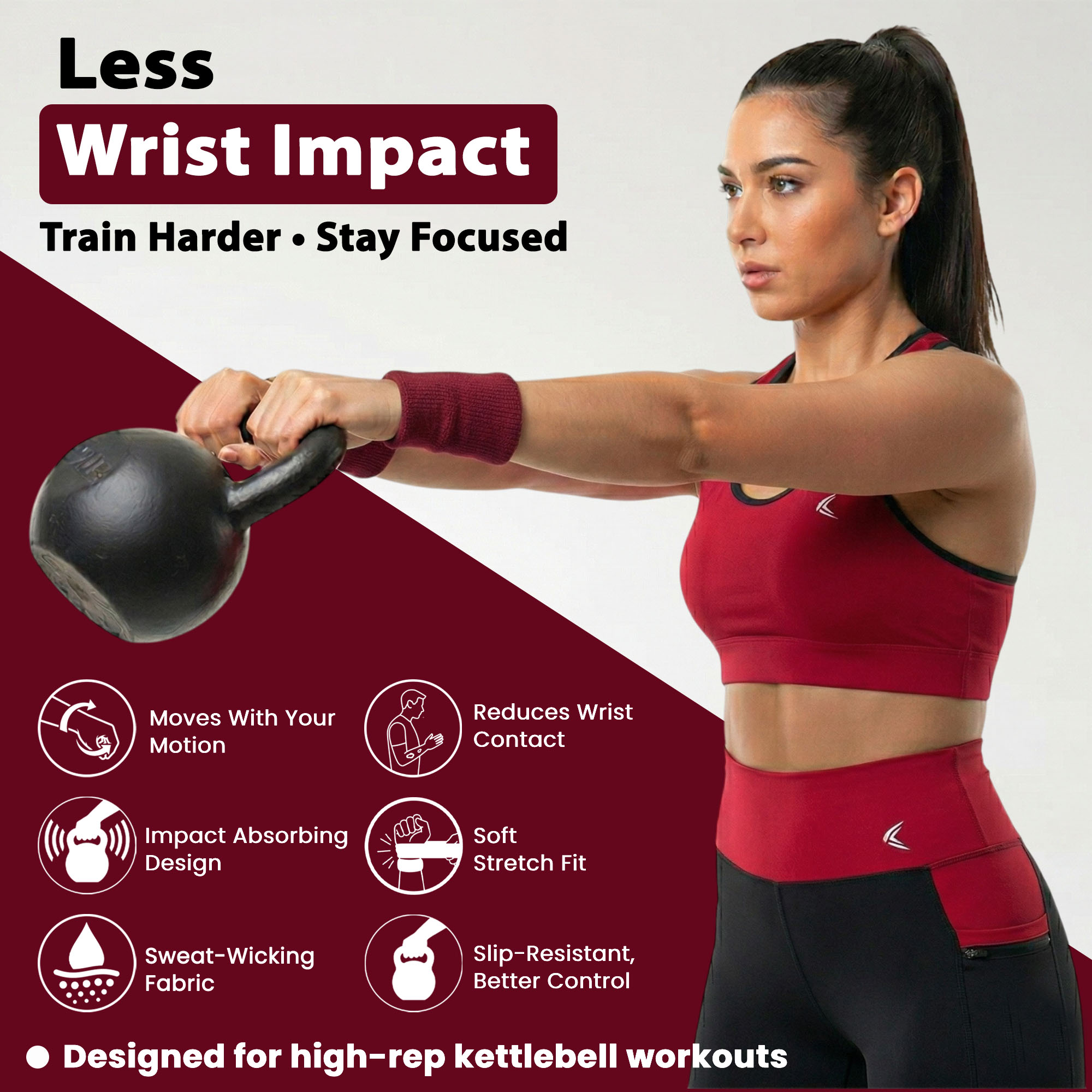 Kettlebell Wrist Pads (Dark Red) - Image 4
