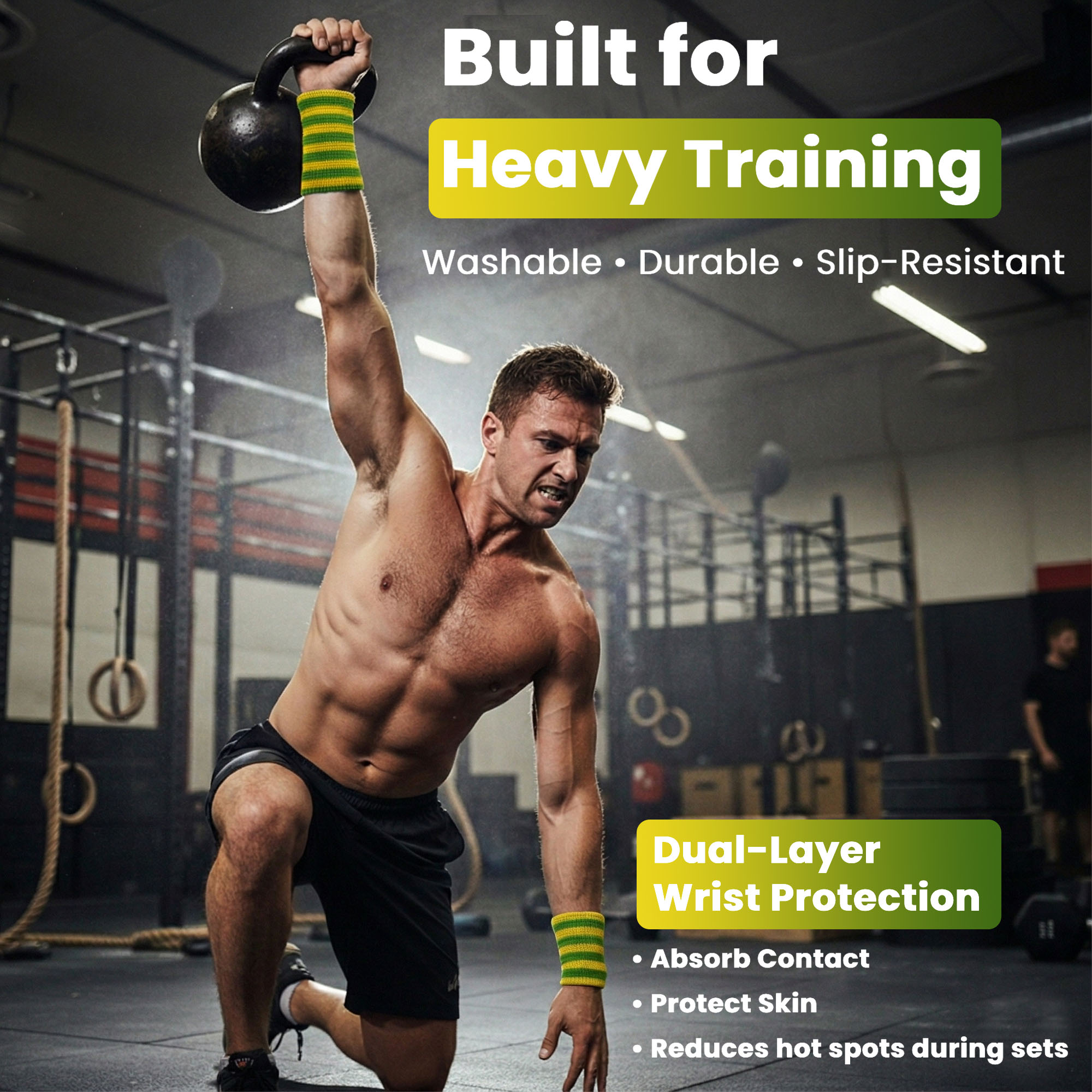 Kettlebell Wrist Pads (Green and Yellow) - Image 2