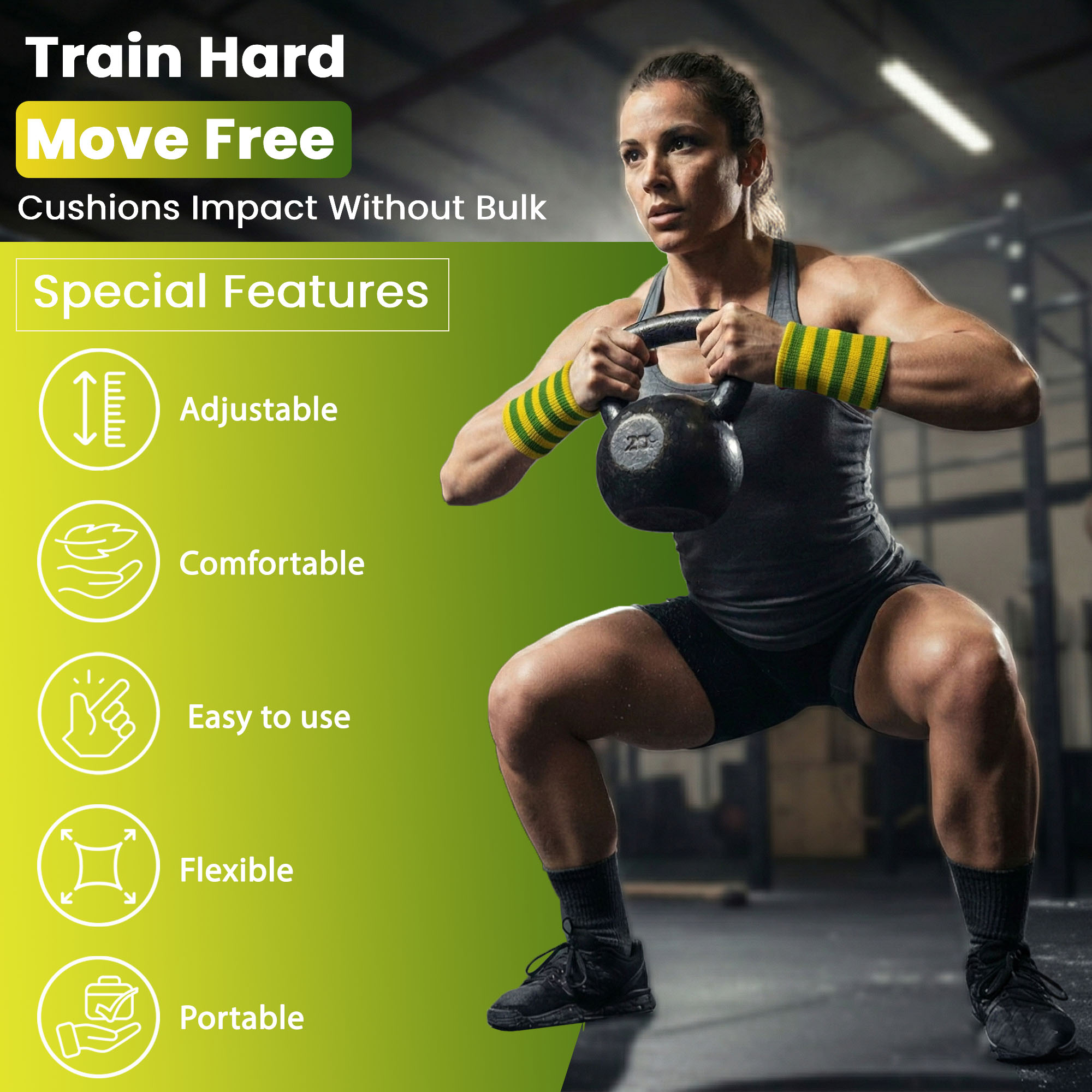 Kettlebell Wrist Pads (Green and Yellow) - Image 6
